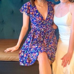 Blue Flower Wrap Dress